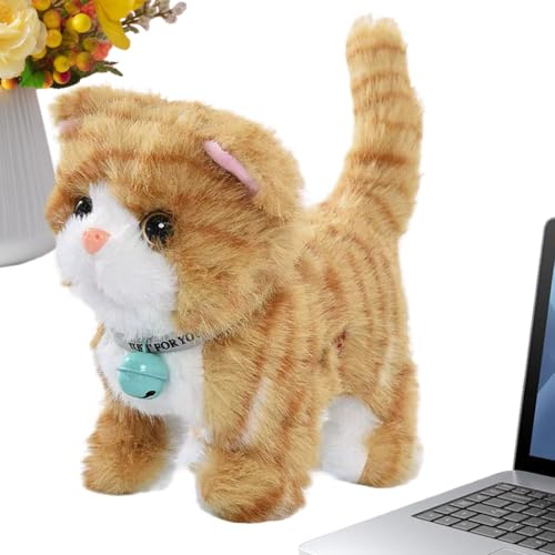 Electric Walking Cat - 7 Inch Realistic With Sound Electric Kitten Music Toy Plush Doll | Interactive Pet For Boys, Girls, Preschoolers | Fun Music And Walking For Christmas, Birthday, And New Year