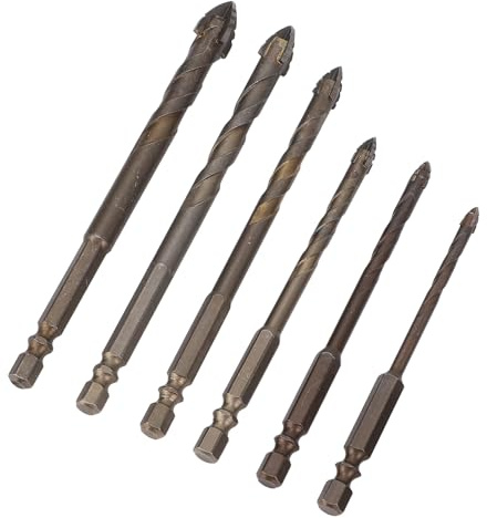 aqxreight Juego de 6 Brocas Excéntricas de 4 Flautas Dentadas para Hormigón, Mampostería, Vidrio, Ladrillo, Cemento, Cerámica, Madera, Dureza y Ensuri, Broca Excéntrica de 4 Flautas, Broca Dentada