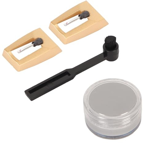 Ausla Record Player Needle Cleaner Kit 4 in 1 Stylus Cleaner with ABS Aluminum Alloy Gel Brush 2 Replacement Needles 18 Mm for Turntables Home Listening