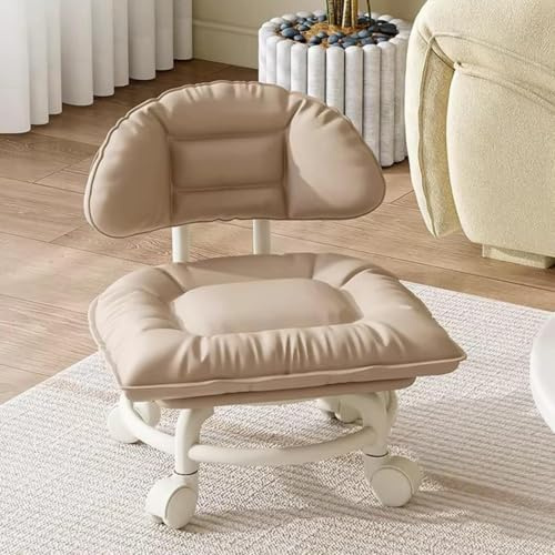 Rolling Low Stool with Backrest,Stool on Wheels for Home Cleaning,Daily | Comfortable Rolling Stool with Backrest, Padded Seat and Smooth Swivel Wheels for Cleaning,Organizing,Gardening and Home Use
