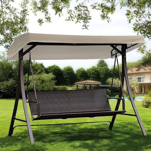 DONDOLO 3 POSTI IN POLYRATTAN MOD. TERRACINA CM. 193 X 117 X H. 167