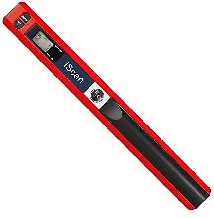 ECOiNVA iScan Magic Wand - Escáner portátil para tarjetas de visita y documentos, tamaño mini, escáner móvil USB (rojo)