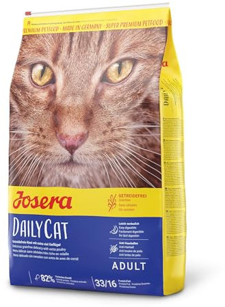 JOSERA DailyCat (1 x 10 kg) | Adult | Premium Trockenfutter für ausgewachsene Katzen | Geflügel & Süßkartoffel | erlesene Kräuter & gesunde Früchte | getreidefrei | Katzenfutter | 1er Pack