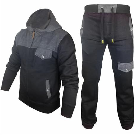 SKT Boys Tracksuit Hooded Hoodie Bottom Jogging Suit Joggers kids Age 7 8 9 10 11 12 13 Years (Black, 13 Years)
