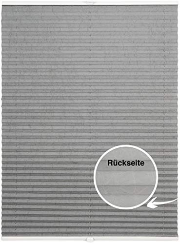 ondeco Plissee auf Maß Crushed-Optik für alle Fenster innen, Montage in Glasleiste mit Spannschuh, Sonnenschutz-Rollo lichtschutz und Blickdicht Hellgrau-Thermo B: 101-110 cm, H: 101-150 cm