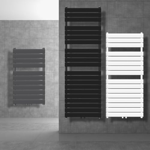 ECD Germany Radiateur de Salle de Bain Steam, 600x800 mm, Anthracite, avec Raccord Central 50 mm, Monobloc, Plat, Vertical, à Une Seule Couche, Radiateur à Eau Chaude, Design Sèche-Serviette Panneaux