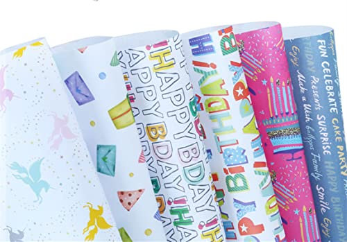 Cheeroyal Recycelbares Geschenkpapier-Set Geschenkverpackung für Geschenke | 6 Blätter für alles Gute zum Geburtstag, Muttertag, Vatertag und andere Feierlichkeiten (6-teiliges Papier)