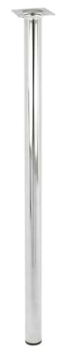 Wagner Möbelbein/Tischbein/Möbelfuß Classic Retro - Ø 30 x 600 mm, integrierte Anschraubplatte 60 x 60 mm, Innengewinde Ø 10 mm, Stahl verchromt - 12156001