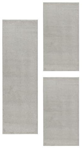 HomebyHome Alfombra de Pelo Corto Set Optic Gabbeh Alfombra de Dormitorio 3 Partes, Color:Naturaleza, Juego de Cama:2X 60x100 + 1x 80x150