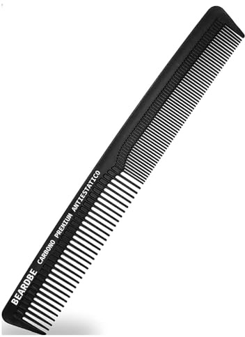 Peine para el cabello Beardbe peine de carbono Premium irrompible para cabello y barba - peine hombre para el cabello antiestático de doble cara - peine del pelo - peinado para hombres y mujeres