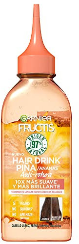 Garnier Fructis Hair Drink Piña Tratamiento Lamelar Instantáneo con Aclarado, Acondicionador Líquido, Para Cabellos Largos y Frágiles, 200ml