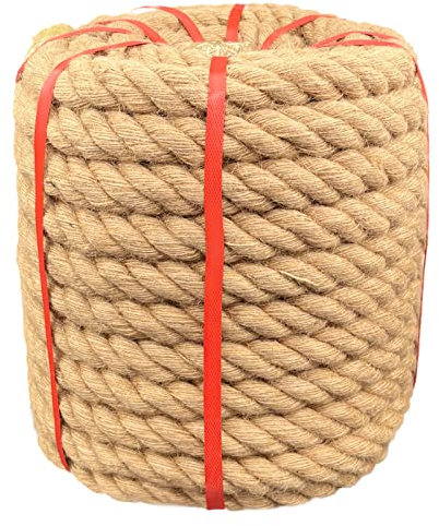 Chmentnanza 1.5 Inch x 100 Ft Hemp Rope - Commercial Bulk Heavy Duty Twine for Large Group Tug of War, Dock Railing, Battle Rope & Landscape Fencing (3800 lbs Strength)