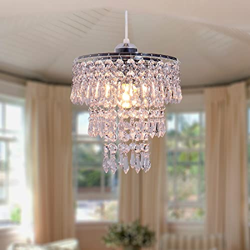 FRIXCHUR Mini kristallkrona belysning hållare infälld montering taklampa skugga krom lampskärm kristall pendellampa för hall flicka rum skåp matsal badrum E26