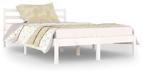 vidaXL Massivholzbett Kiefer 120x200 cm Weiß