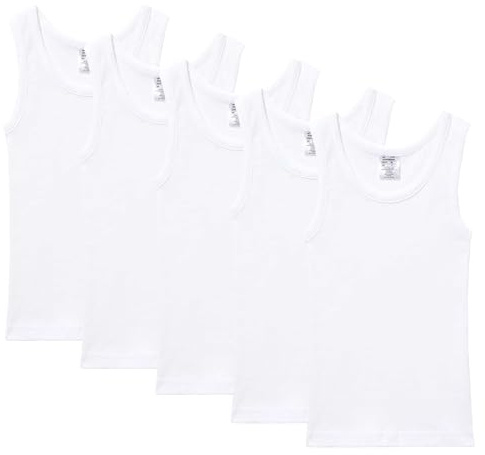 Abanderado Pack Camisetas de Tirantes Sport Junior Algodón 100% Niño x5, Blanco, 10 años