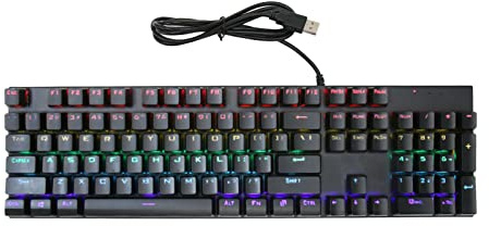 Gavigain Mechanische RGB-Tastatur Mit Blauem Schalter, 28 Hintergrundbeleuchtungsmodi, 104 Tasten, LED-Hintergrundbeleuchtung, Dual-Color-Injection-RGB-Gaming-Tastatur Für Windows Gamer Desktop