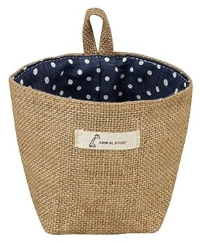 MAGICLULU Borsa Portaoggetti in Cotone e Juta Naturale Con Strisce Piccola Per Fiori e Accessori Da Appendere Sacchetto Organizer Traspirante Per Cosmetici Giochi e Abbigliamento