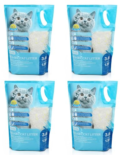 Nobleza - Arena para Gatos de sílice Camada para Gatitos de Gel de Diamante 4 X 3.8L Absorbente, Cómodo Biodegradable Sabor a Limon