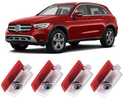 Sylswx 4 Pezzi Luci Proiettore Porta Logo per Mercedes, illuminazione sottoscocca auto, luce LED di benvenuto, illuminazione d'ingresso per A B C E M G AMG Serie W166 W176 W205 W212