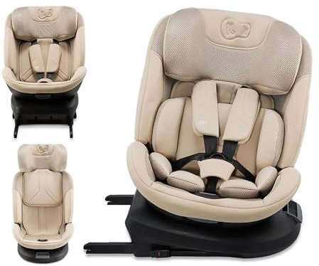 Kinderkraft XPEDITION3 I-SIZE 40-150 cm, Seggiolino auto 0-36 kg, 360 girevole, Isofix Base, Reclinabile Posizione sdraiata, Poggiatesta regolabile, Gruppo 0 1 2 3, SPS+, H-GUARD+, Beige