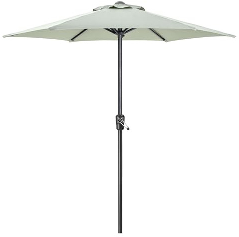 CHRISTOW Garden Parasol 2m Sun Shade Umbrella Steel With Crank Handle Cream Grey Taupe