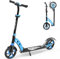 TONBUX Roller Kinder 6 7 8 9+Jahre,Aluminium Scooter Erwachsene,Cityroller Doppeltes Federungssystem,Höhenverstellbar&Klappbar Tretroller,Kickscooter bis100kg Belastbar (Blau)