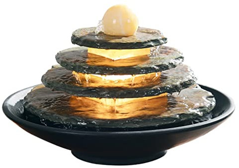 MEIZHITU Indoor Water Feature Tabletop Water Fountain Indoor With Ball Waterfall Desktop Fountain For Table Desk Office Home Bedroom Relaxation Water Features for The Garden
