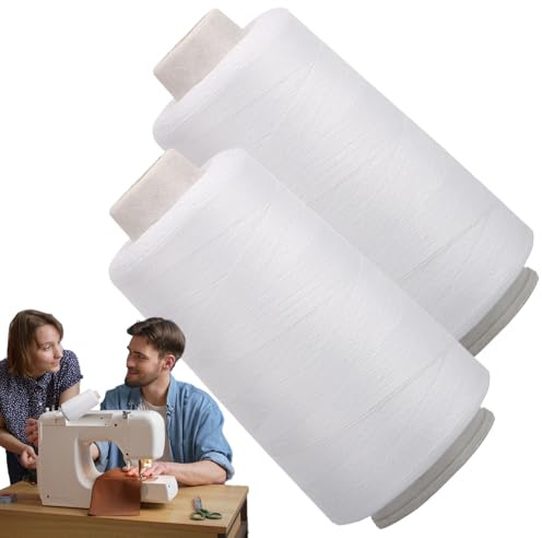 Filo da cucito Overlock – Filo per macchina da cucire in poliestere ad alta velocità, resistente, set da 2 pezzi per cuciture professionali e lavori di sartoria