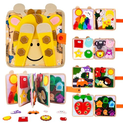 Koxtyzo Busy Board Montessori Livre en Feutrine 1 an, Busy Book, Livre Sensoriel Montessori 1 2 3 4 5 Ans, pour L'éveil des Jeunes Enfants, Développement de Motricité Fine, Cadeau pour Fille et Garçon
