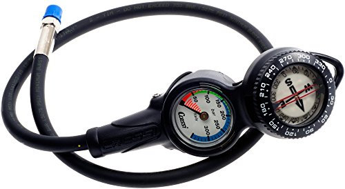 Cressi Console CP2 Compass + Pressure Gauge, Console 2 Strumenti Bussola/Manometro per Immersioni BAR Unisex Adulto, Nero, Taglia Unica