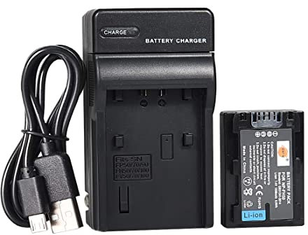 DSTE NP-FH50 Li-Ionen Batterie und Micro USB Ladegerät Anzug kompatibel mit Sony DSLR-A230, DSLR-A290, DSLR-A330, DSLR-A380, DSLR-A390, DSC-HX1, DSC-HX100V, DSC-HX200V, HDR-TG5V