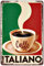 Vintage Metallschilder Italienischer Kaffee Blechschild Italiano Caffe Italien Flagge Hintergrund Poster Wandkunst Dekor Plakette für Zuhause, Küche, Bar, Pub, Café, Club, Büro, Geschäft, Restaurant,