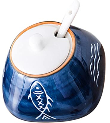 STOBAZA 1 Pc Tarro De Cerámica para Condimentos Bote De Café En Grano Contenedor De Azúcar Salero De Porcelana Olla De Cerámica para Condimentos Caja Tazón De Condimento Estilo Japones