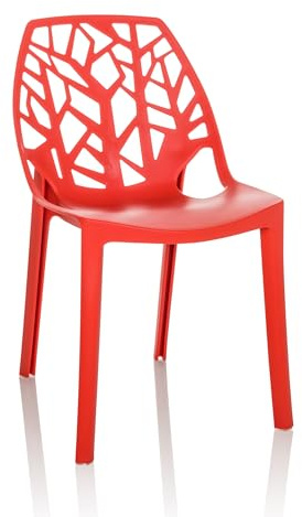 hjh OFFICE Indoor-Chaise Coque ARTIFO TRI Chaise en Plastique pour l'extérieur, empilable, 729448, Rouge