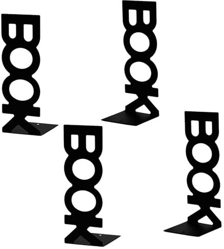 LdawyDE Buchstütze, Buchstützen Metal Book“ Buchstabenmuster Bücherstütze Bücherhalter Buchhalter Regal Art Deko Bookends für Schreibtisch, Büro, Bücherregal für Bücher, DVDs, Magazine