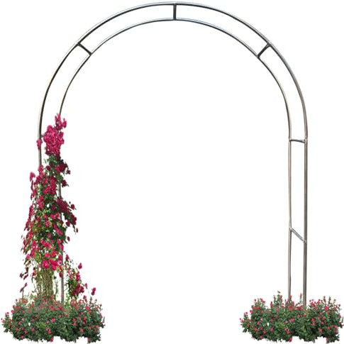 BZCKBZ Rosenbogen Aus Edelstahl Gartenbogen (Stainless Steel) Rankhilfe Torbogen Pergola Aus Metall Stabil Wetterfest Hochzeitsbogen(Size:1.5 * 2.4m(4.9 * 7.9ft))