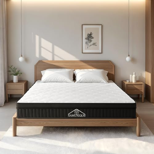 JIAMUXIQUE Matratze 140x200 cm 25cm Höhe, Härte H3 Mittelfest, 7-Zonen-Hybridmatratze, Orthopädische Taschenfederkernmatratze mit Komfortschaum, Atmungsaktiv, Druckentlastung