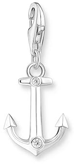 THOMAS SABO Charm-Anhänger Anker mit Steinen Silber 925 Sterlingsilber