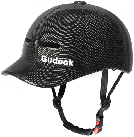 Gudook Casco de bicicleta para adultos, hombres y mujeres, estilo gorra de béisbol - Cómodo, ligero, ajustable y certificado, cascos de bicicleta (Negro, M)