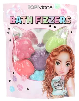 Depesche 13242 TOPModel - Badebomben Beauty and Me, in Tatzen-Form, 6 bunte Badebomben mit Duft in der Tüte