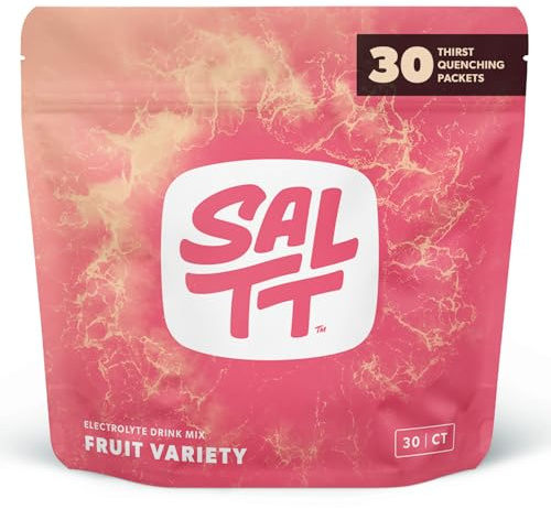 SALTT Electrolytes Powder Packets, Fruit Variety Pack (30 Packets) - Magnesium, Potassium, Sodium, Trace Minerals - Vegan, Sugar Free, Gluten Free - Travel Essentials - Made in USA