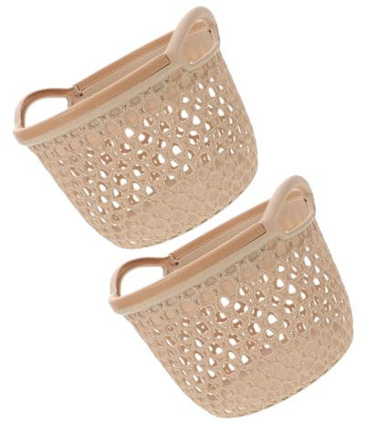 TOPPERFUN 2pezzi Cesto Per Biancheria Sporca in Plastica Organizer Portatile Con Manici Design Cavo Per Arieggiamento Contenitore Flessibile Per Vestiti Beige Per Bagno e Camera Da Letto