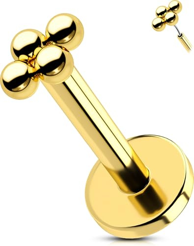 OUFER Body Piercing 16G/18G labret piercing smycken trådlösa öronringar läppstift stänger titan trängsel platt baksida 6/8 mm, 18G-6mm-4x2