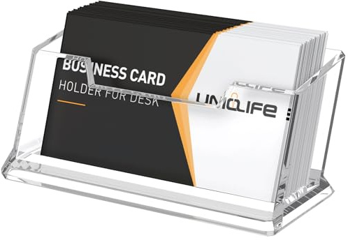 Uniclife Porte-Cartes de Visite en Acrylique Transparent 1 Emplacement, Support de Bureau pour Hommes et Femmes, Organisateur 60 Cartes pour Bureau Domicile et Exposition