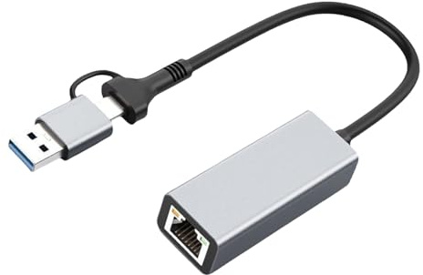 Arecobticy Dos adaptadores USB C y A a RJ45 Gigabit Ethernet de 1/2,5 Gbps, aluminio de velocidad rápida para portátiles, tabletas, PC, enchufes y adaptador Ethernet Play