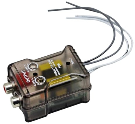 predolo Convertitore Audio da Alto a Basso a 2 canali Compatto Portatile per Uscita Altoparlante a Controllo di Linea RCA Regolabile Prestazioni stabili