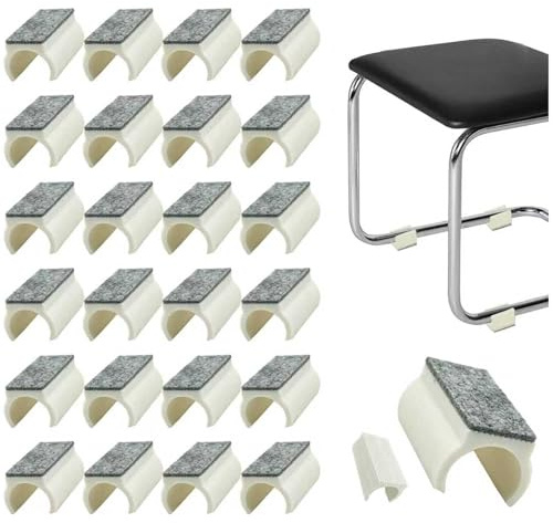 24 Piezas Protectores Patas Sillas, Tacos para Patas de Sillas, Deslizantes de Fieltro, Deslizantes para Cantilever, Protegen los Muebles del Suelo Reducen el Ruido (Blanco,10mm)