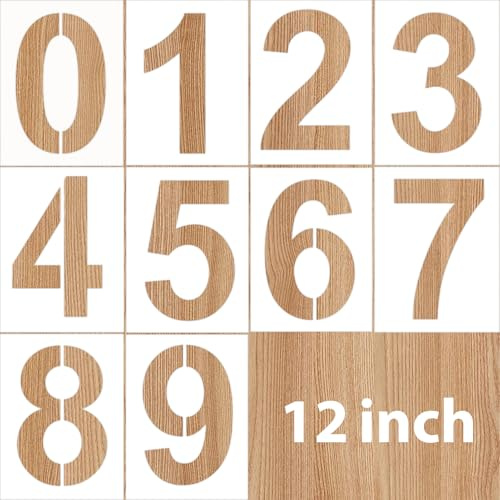 10 stencil con numeri grandi, 30 cm, in plastica, riutilizzabili, da 0 a 9 stencil a spruzzo, per indirizzo marciapiede, numeri, marcatura del garage, numero civico