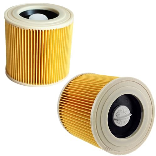 FIND A SPARE 2x Filter for Kärcher Vacuum Cleaner [WD3, WD2, WD1, MV3, MV2, A, K, KNT, NT, SE, VC] – 2 Round Filters + 2 Closure Screws for Allergy Sufferers against Fine Dust/Odors [WD 3 2 1 MV]