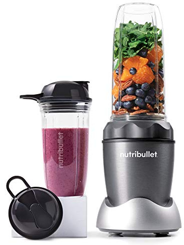 NutriBullet NB50100C Pro 1000 Single Serve Blender (1000W) 7-Piece Set, Dark Gray/Light Gray Skirt